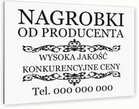 TABLICZKA nierdzewna reklamowa NAGROBKI KAMIENIARSTWO 40x30 nadruk UV