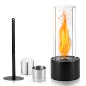Biokominek Stołowy na Bioetanol ze Szkłem 16x40 cm Czarny do Wnętrz