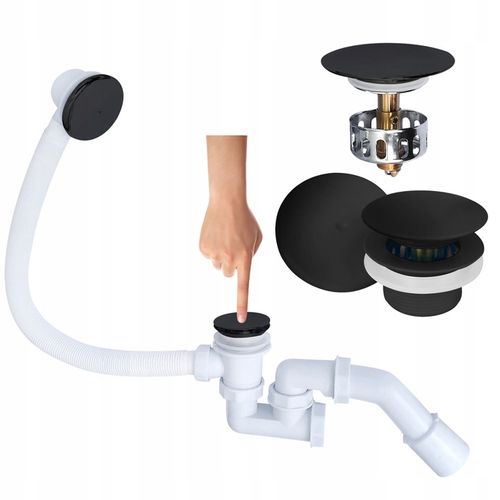 Syfon Wannowy KLIK KLAK Czyszczony od Góry Czarny z Korkiem Szybki Montaż na Arena.pl