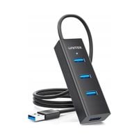 Unitek czarny aktywny hub USB-A 3.1 5Gbps na 4 porty USB-A, kabel 120 cm