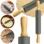 SILIKONOWY WAŁEK DO CIASTA PIZZY OBROTOWY DUŻY KUCHENNY ROLKA XXL