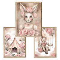 Zestaw trzech plakatów dla dzieci Circus Girl