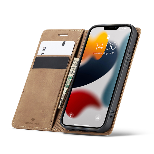 Spacecase Wallet iPhone 13 Mini light brown zdjęcie 1
