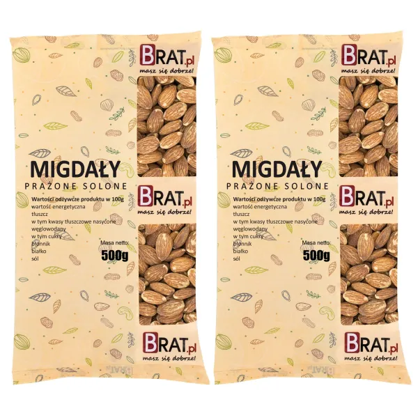 Migdały prażone solone 1kg (2x500g) zdjęcie 1