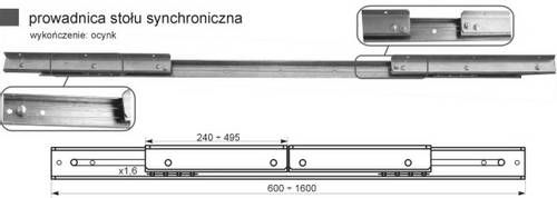 Prowadnica do stołu synchroniczna-linka, 600  mm na Arena.pl