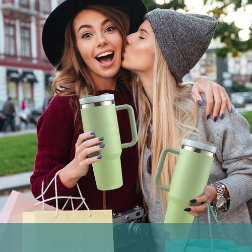 KUBEK TERMICZNY ZE SŁOMKĄ UCHWYTEM NA KAWĘ HERBATĘ SZCZELNY POJEMNY 1200ML na Arena.pl