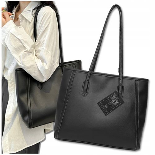 Torebka Skórzana Damska Czarna BAD&BAGS Na Ramię Torba Pojemna Shopperka na Arena.pl