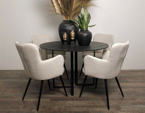 Krzesło Cherson białe tkanina teddy bear tapicerowane na Arena.pl