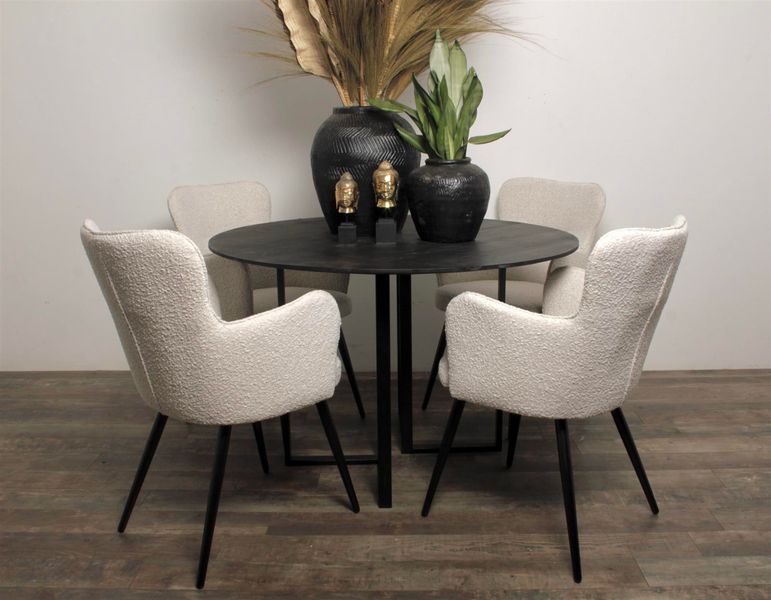 Krzesło Cherson białe tkanina teddy bear tapicerowane zdjęcie 5