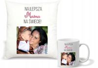 Zestaw PODUSZKA i KUBEK z nadrukiem napisem ZDJĘCIEM prezent DLA MAMY