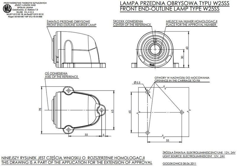 Lampa LED obrysowa przednia biała W25SS (457) zdjęcie 5
