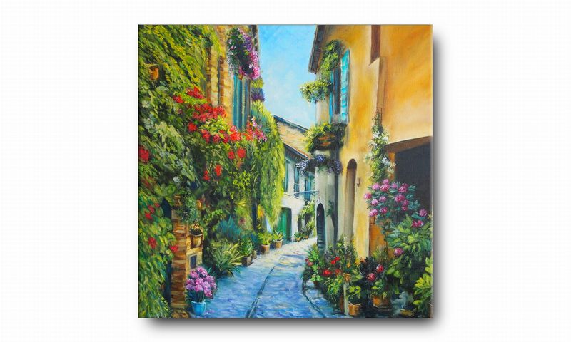 OBRAZ NA PŁÓTNIE 063 Miejska alejka 70x70cm zdjęcie 2