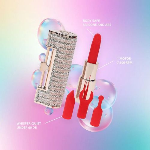 Angel - Lipstick Vibrator With 4 Attachments - Pink na Arena.pl