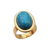 Pierścionek regulowany - Turkus owalny w srebrze złoconym 2