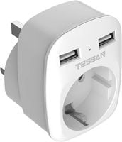 TESSAN Adapter podróżny EU-UK wtyczka podróżna z 2xUSB 3w1