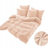 Komplet Pościeli Welurowej 200x220 - Jasny Beżowy - Ciepła, Aksamitna, MIŚ