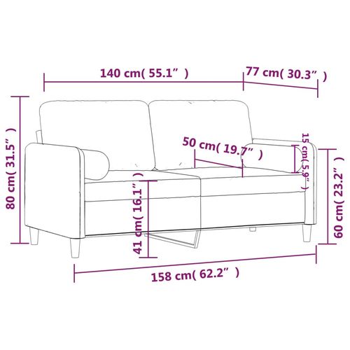 2-osobowa sofa z poduszkami, jasnoszara, 140 cm, aksamit na Arena.pl