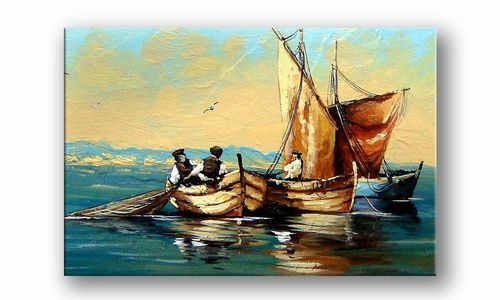 OBRAZ NA PŁÓTNIE 126 Łodzie 40x30cm na Arena.pl