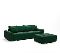 Kanapa Rozkładana Sofa z Funkcją Spania i Pojemnikiem Dakota Zielona