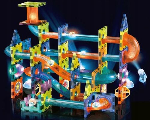 KLOCKI MAGNETYCZNE ŚWIĘCĄCE TOR KULKOWY KLOCKI KONSTRUKCYJNE KULODROM 110EL na Arena.pl