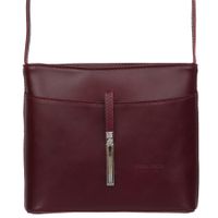 VERA PELLE torebka skórzana listonoszka z paskiem V159 c.bordowa