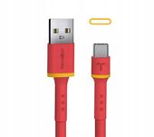 KABEL USB- USB-C REINSTON 1,5 M CZERWONY SILIKONOWE WYKOŃCZENIE
