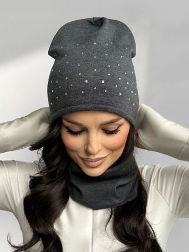KOMPLET DAMSKI CZAPKA KOMIN WIOSNA JESIEŃ CIENKI LEKKI WYGODNY SPORT GRAFIT na Arena.pl