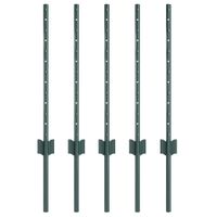 Słupki ogrodzeniowe 5 pcs Zielony 60 cm Stal