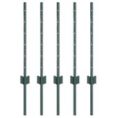 Słupki ogrodzeniowe 5 pcs Zielony 60 cm Stal