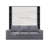 Półkotapczan MEBLOPOL 160V pionowy z sofą i regałami GRAY/WHITE MONACO