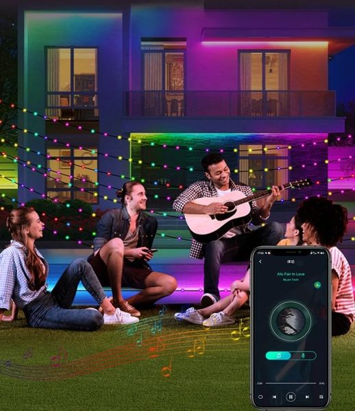 Lampki choinkowe łańcuch świetlny LED 10M 100LED RGB Aplikacja pilot zdjęcie 2