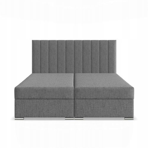 Łóżko Kontynentalne AGEN CIEMNY SZARY Podwójne Tapicerowan Pojemnik 140x200 na Arena.pl
