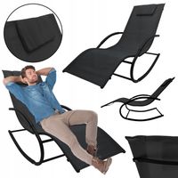 LEŻAK OGRODOWY FOTEL BUJANY NOWOCZESNY LEŻANKA ZERO GRAVITY ROCKY CZARNY
