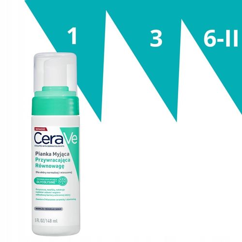CeraVe Pianka Myjąca Przywracająca Równowagę Skóra Normalna Mieszana 148ml na Arena.pl
