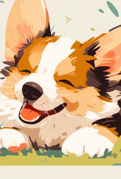 Plakat 68x101cm Beztroski Corgi zdjęcie 1