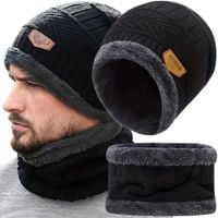 CZAPKA I KOMIN ZESTAW MĘSKA ZIMOWA DWUWARSTWOWA