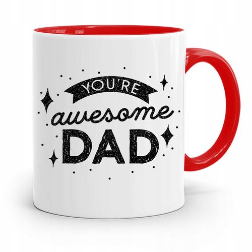 Kubek Czerwony Dla Taty Ojca You Are Awesome Dad Z Nadrukiem Ze Zdjęciem na Arena.pl