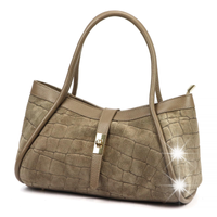 Torebka skórzana zamszowa damska krokodyl Camilla PREMIUM CROCO taupe