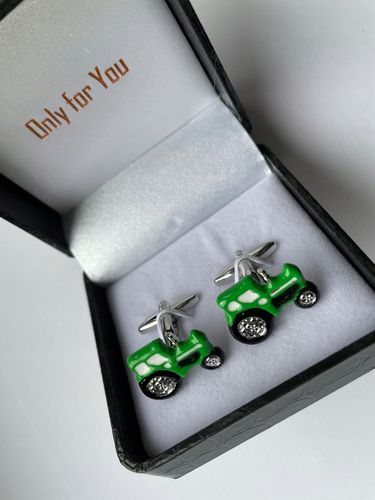 Spinki do mankietów EXC Traktor John Deere Green dla rolnika + prezent etui na Arena.pl