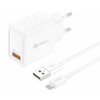ładowarka sieciowa foneng eu54 18w usb-a,  3a (biała) + kabel usb-a
