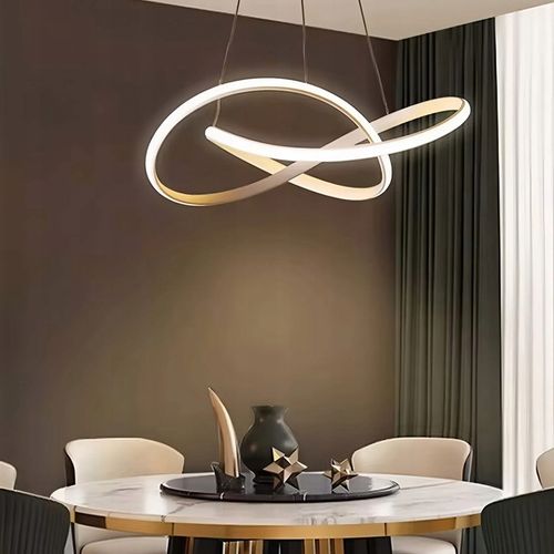 LAMPA LED SUFITOWA WISZĄCA ZŁOTA ŻYRANDOL WSTĘGA Z PILOTEM BARWA na Arena.pl