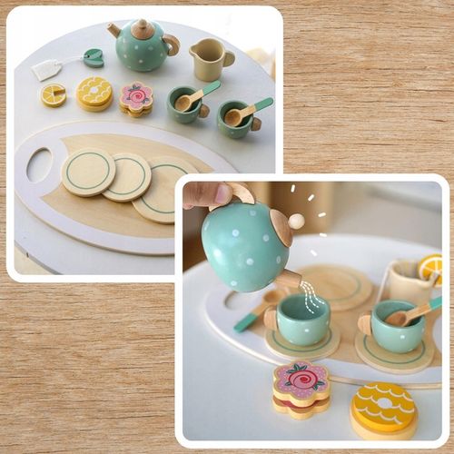 ZESTAW DO HERBATY KAWY DLA DZIECI DREWNIANY SERWIS KAWOWY DO ZABAWY PREZENT na Arena.pl