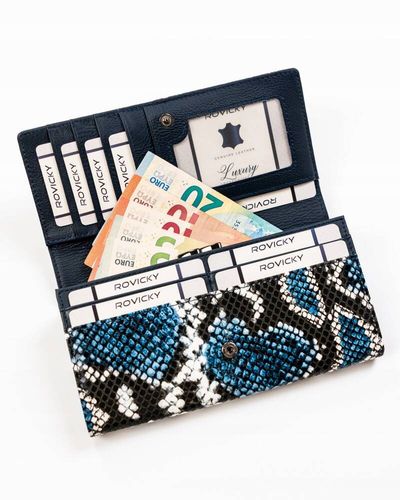 duży portfel damski o fakturze imitującej skórę węża - 4u cavaldi na Arena.pl