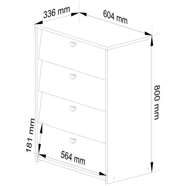 Szafka na buty 4 uchylne drzwiczki 60 cm - olcha zdjęcie 3