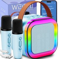 ZESTAW KARAOKE DLA DZIECI GŁOŚNIK BLUETOOTH USB LED MIKROFON 2SZT PREZENT