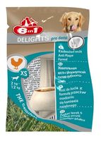 Kość czyszcząca zęby ze skóry bylęcej i kurczaka dla bardzo małego psa 8in1