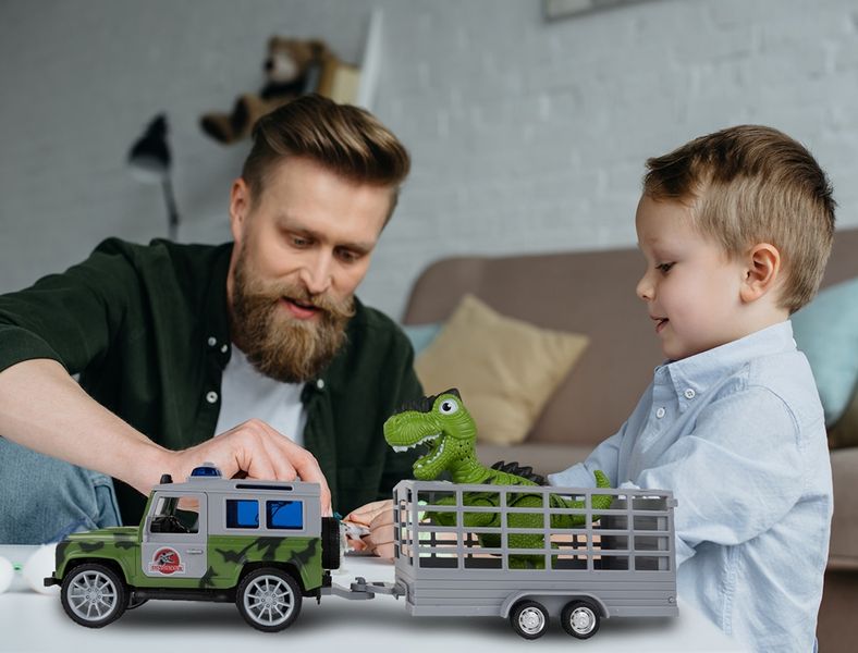 Auto z Napędem JEEP z Przyczepką i Dinozaurem zdjęcie 13