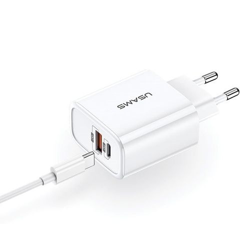 Ładowarka sieciowa USB+USB-C Fast Charging biała na Arena.pl