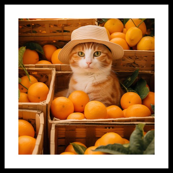 Plakat 30x30cm Kot w Pomarańczach zdjęcie 3