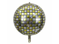 Balon foliowy kula "disco: złoto srebrna", 55 cm (22 cale) [balon z helem]
